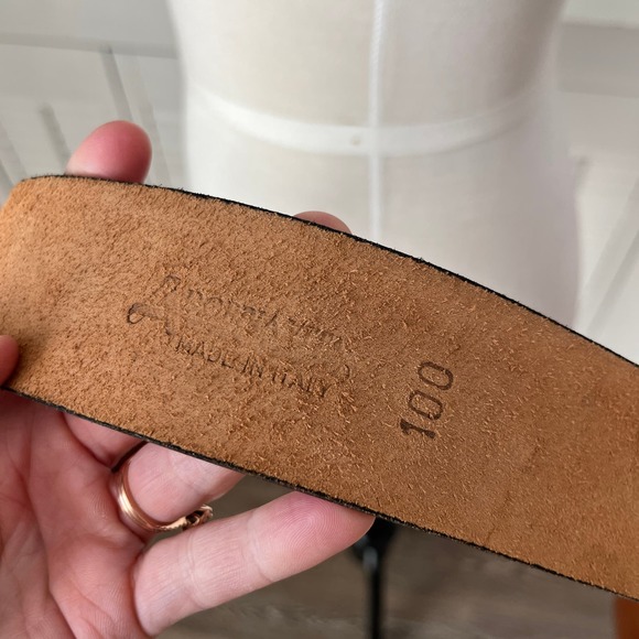 Vintage Doppia Vita Italy Brown Leather Acrylic Buckle Wide Belt - Picture 7 of 7